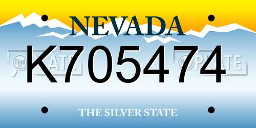 K705474 Nevada License Plate