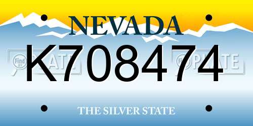K708474 Nevada License Plate