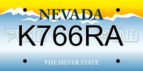 K766RA Nevada License Plate
