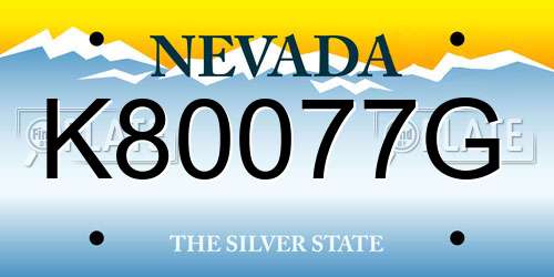K80077G Nevada License Plate