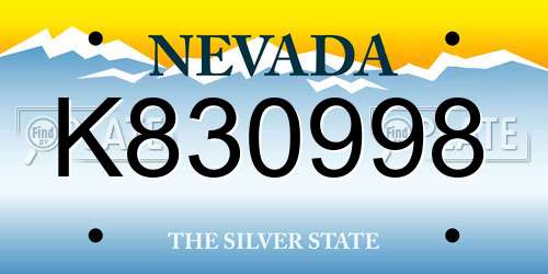 K830998 Nevada License Plate