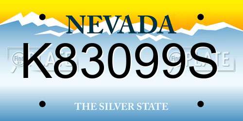 K83099S Nevada License Plate