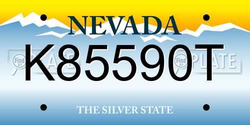 K85590T Nevada License Plate
