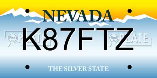 K87FTZ Nevada License Plate