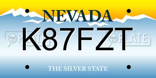 K87FZT Nevada License Plate
