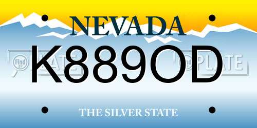 K889OD Nevada License Plate