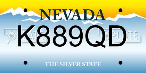 K889QD Nevada License Plate