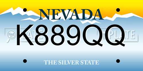 K889QQ Nevada License Plate