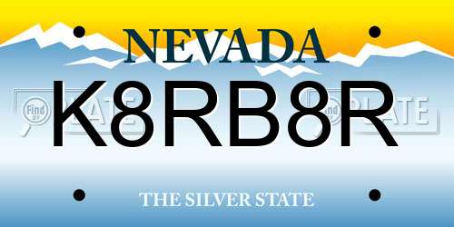 K8RB8R Nevada License Plate