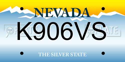 K906VS Nevada License Plate