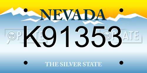 K91353 Nevada License Plate