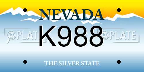 K988 Nevada License Plate