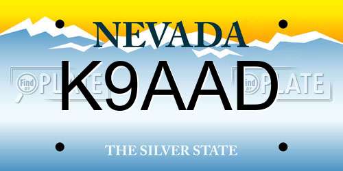 K9AAD Nevada License Plate