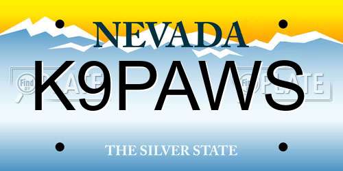 K9PAWS Nevada License Plate