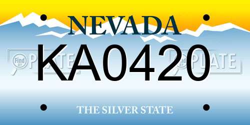 KA0420 Nevada License Plate
