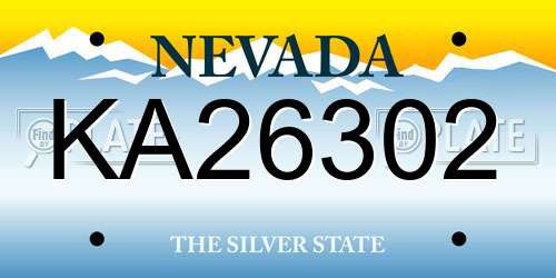 KA26302 Nevada License Plate