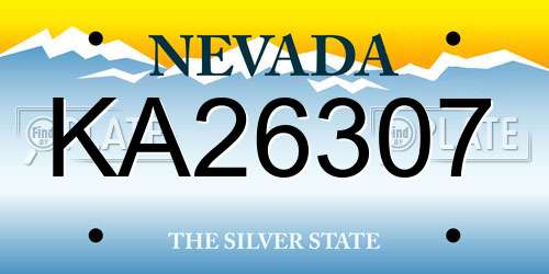 KA26307 Nevada License Plate