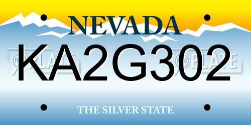 KA2G302 Nevada License Plate
