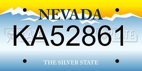 KA52861 Nevada License Plate