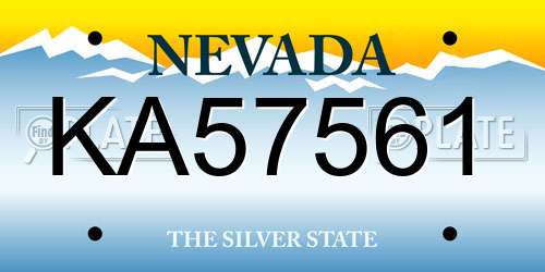 KA57561 Nevada License Plate