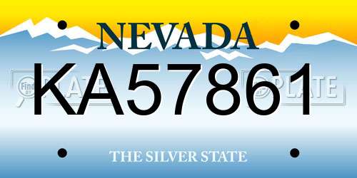 KA57861 Nevada License Plate