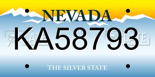 KA58793 Nevada License Plate