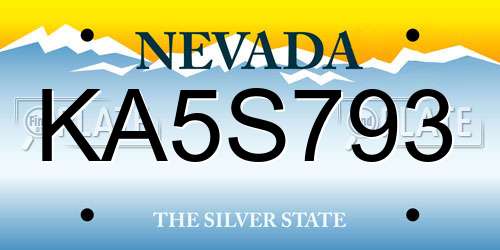 KA5S793 Nevada License Plate