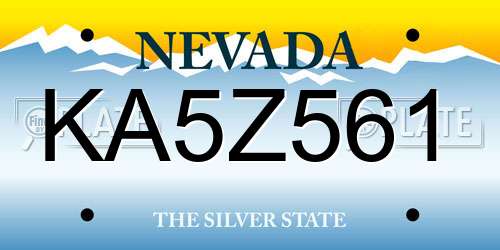 KA5Z561 Nevada License Plate