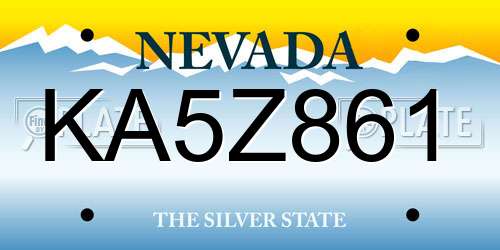 KA5Z861 Nevada License Plate