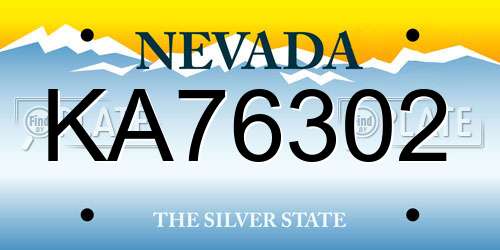 KA76302 Nevada License Plate
