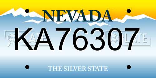 KA76307 Nevada License Plate