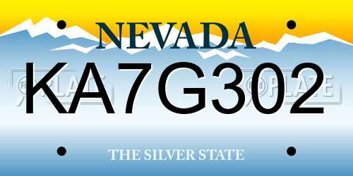 KA7G302 Nevada License Plate
