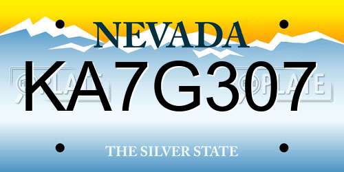 KA7G307 Nevada License Plate
