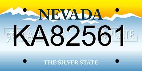 KA82561 Nevada License Plate