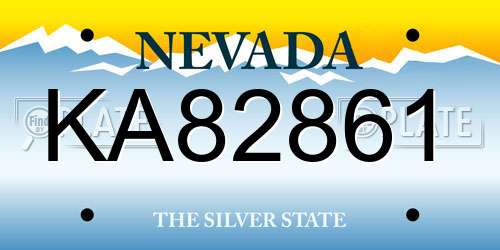 KA82861 Nevada License Plate