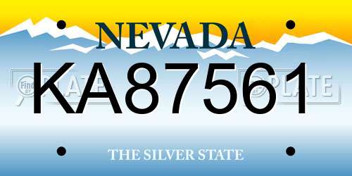 KA87561 Nevada License Plate