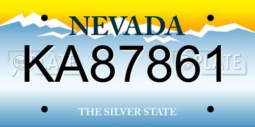 KA87861 Nevada License Plate