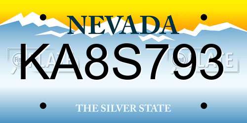 KA8S793 Nevada License Plate
