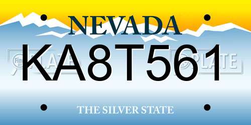 KA8T561 Nevada License Plate