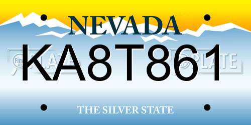 KA8T861 Nevada License Plate