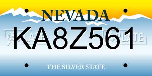 KA8Z561 Nevada License Plate