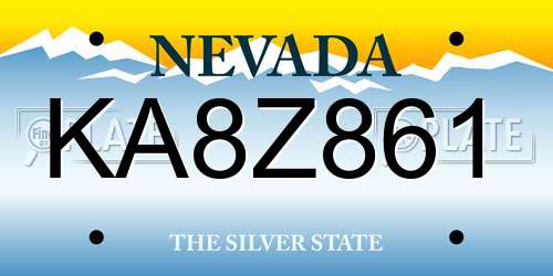 KA8Z861 Nevada License Plate