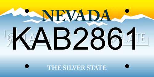 KAB2861 Nevada License Plate