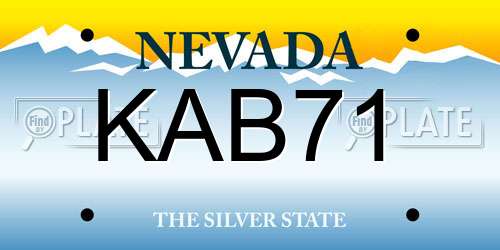 KAB71 Nevada License Plate