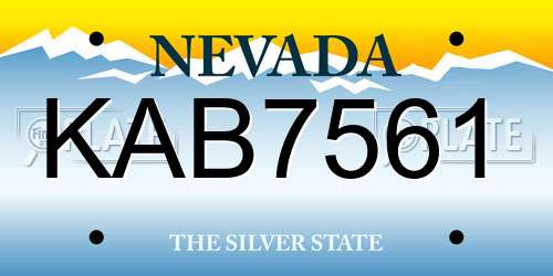 KAB7561 Nevada License Plate