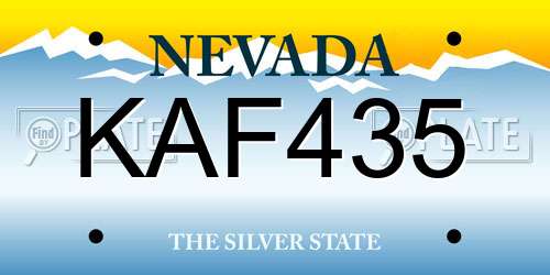 KAF435 Nevada License Plate
