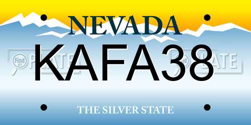 KAFA38 Nevada License Plate