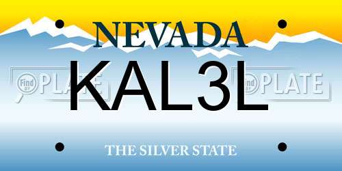 KAL3L Nevada License Plate