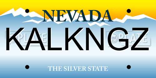 KALKNGZ Nevada License Plate