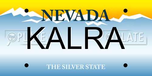 KALRA Nevada License Plate